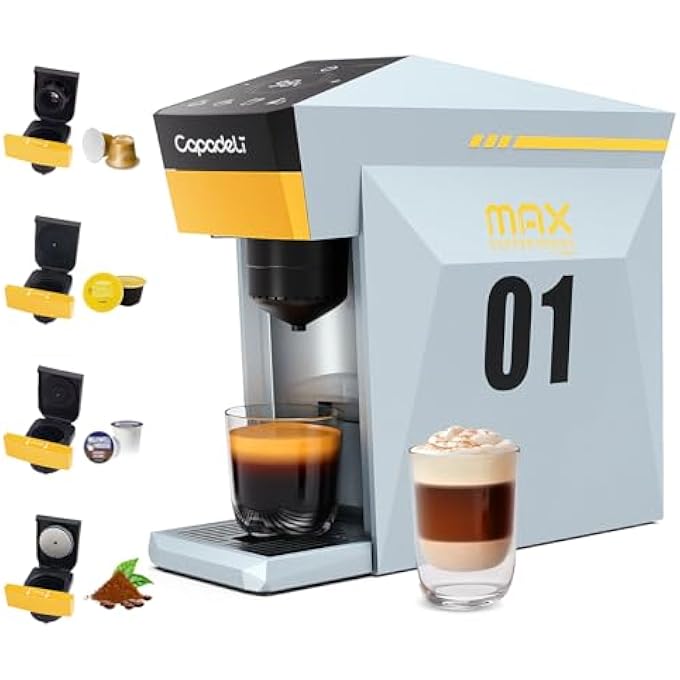 RECAFIMIL Multifunctional 4 In1 Espresso Machine 19Bar Pressure Single Serve Coffee Maker For Ns OriginalKCupDolce Gusto Capsule And Ground Coffee Grey - Image 1