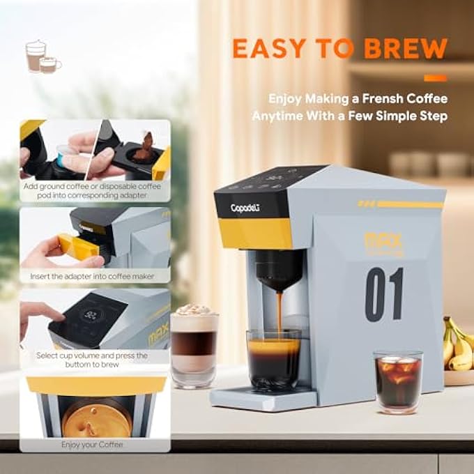 RECAFIMIL Multifunctional 4 In1 Espresso Machine 19Bar Pressure Single Serve Coffee Maker For Ns OriginalKCupDolce Gusto Capsule And Ground Coffee Grey - Image 3