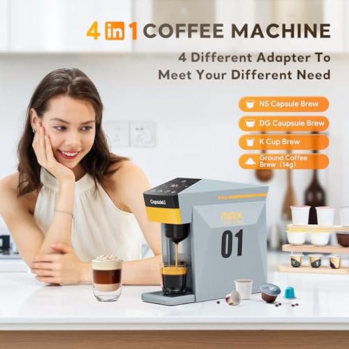 RECAFIMIL Multifunctional 4 In1 Espresso Machine 19Bar Pressure Single Serve Coffee Maker For Ns OriginalKCupDolce Gusto Capsule And Ground Coffee Grey - Image 4