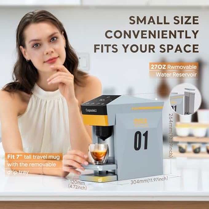 RECAFIMIL Multifunctional 4 In1 Espresso Machine 19Bar Pressure Single Serve Coffee Maker For Ns OriginalKCupDolce Gusto Capsule And Ground Coffee Grey - Image 2