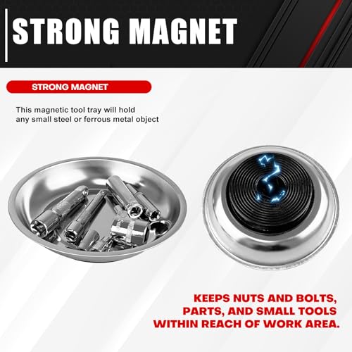 ct C&T 3-Piece Magnetic Tray Holder, Magnetic Parts Tray Set, Thickened Tray,Stainless Steel, Tool Trays for Screw, Bolts, Nuts, Washers, Pins and Other Small Metal Parts and Tools - Image 4