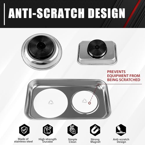 ct C&T 3-Piece Magnetic Tray Holder, Magnetic Parts Tray Set, Thickened Tray,Stainless Steel, Tool Trays for Screw, Bolts, Nuts, Washers, Pins and Other Small Metal Parts and Tools - Image 5
