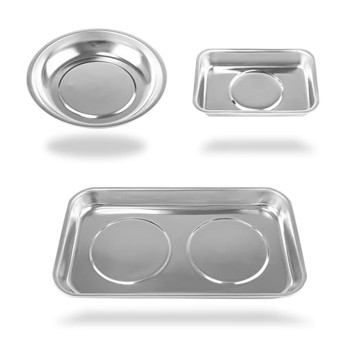 ct C&T 3-Piece Magnetic Tray Holder, Magnetic Parts Tray Set, Thickened Tray,Stainless Steel, Tool Trays for Screw, Bolts, Nuts, Washers, Pins and Other Small Metal Parts and Tools - Image 1