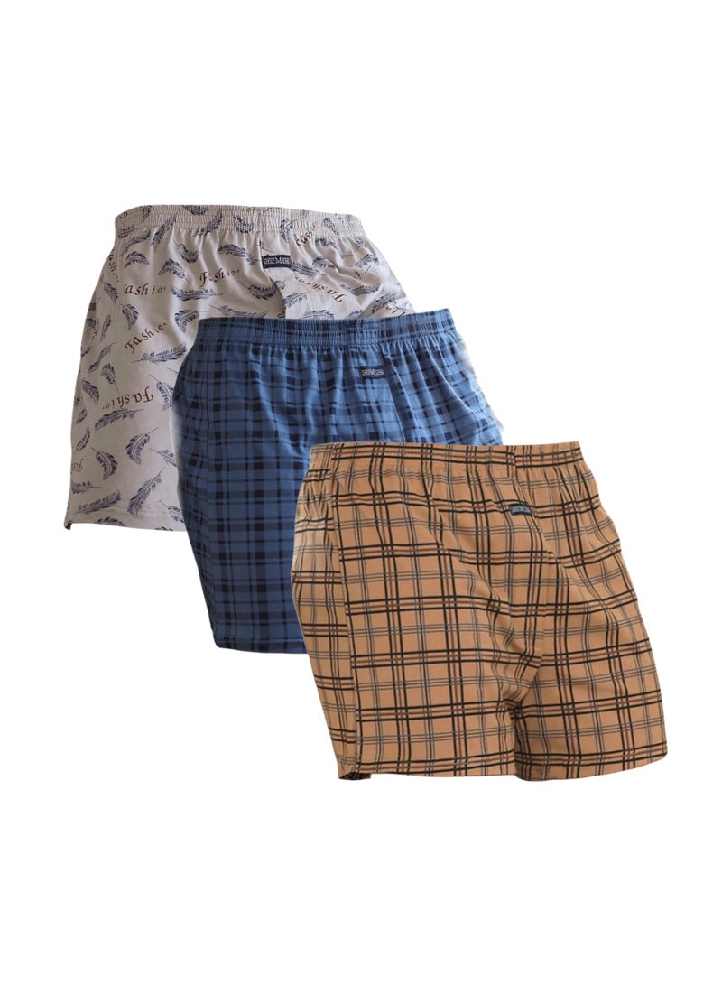 3 Pieces Cotton Boxer Shots For Men  - Image 1
