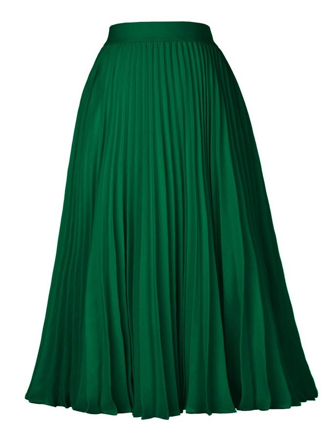 Women'S Chiffon Skirts Aline Pleated Swing Midi Skirt Dark Green M - pzsku/ZEADED397C8DACB43B9CFZ/45/_/1702978228/7815bf5e-61ed-4ba7-89d8-d52bd1848eed