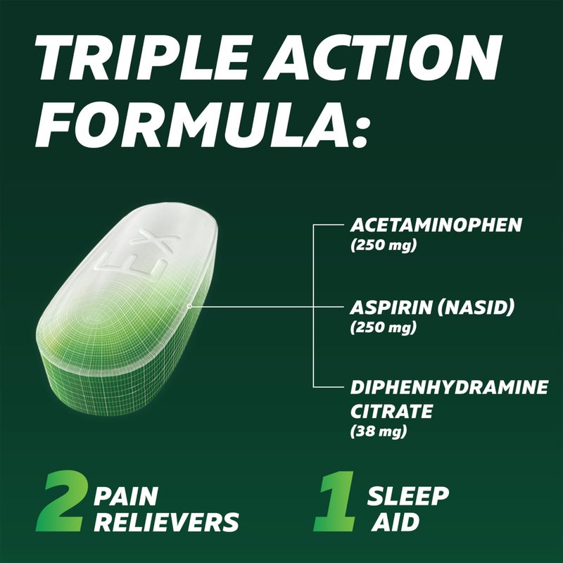 EXCEDRIN إكستدرين بي إم مسكن آلام مع مسكن للصداع أقراص ليلية للصداع والأرق - 100 حبة - Image 5
