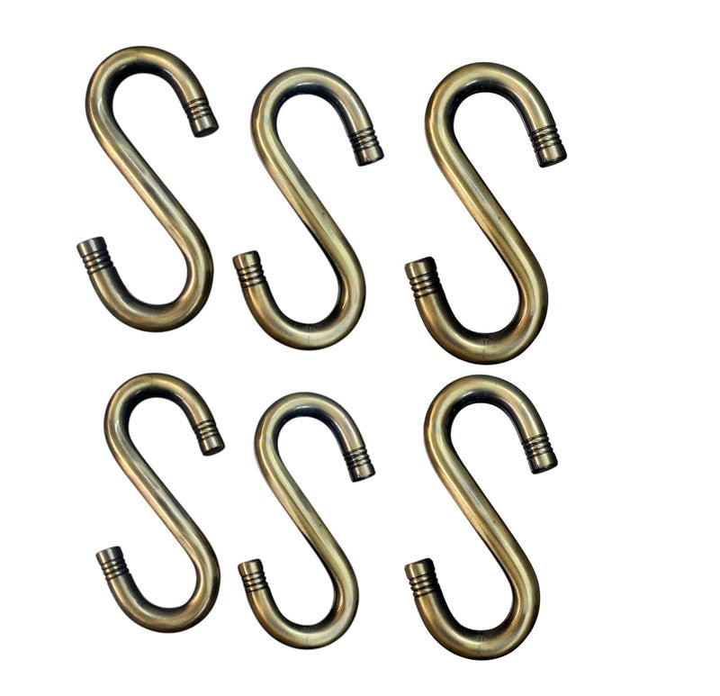 Nooks SShaped Metal Hooks for Swing and Jhula Fitting Hanging 12MM Antique Bronze Finish 6Piece Set for All Kind of Indoor and Outdoor Swings - Image 1
