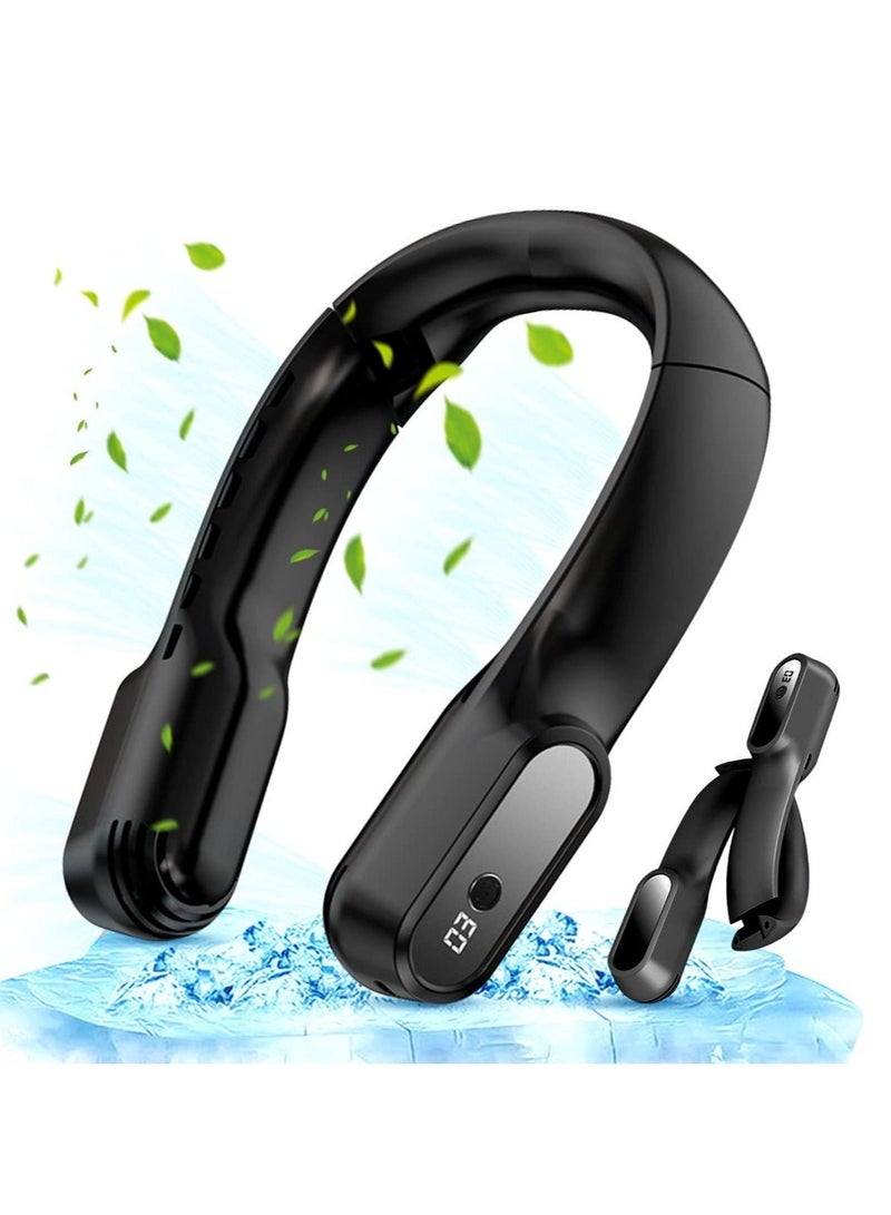 Portable Neck Fan, Foldable Leafless Bladeless Fan, 4000mAh USB Rechargeable 3 Speeds Adjustment 360° Cooling Airflow, Hands-Free Wearable Personal Fan for Travel Outdoor - Image 1