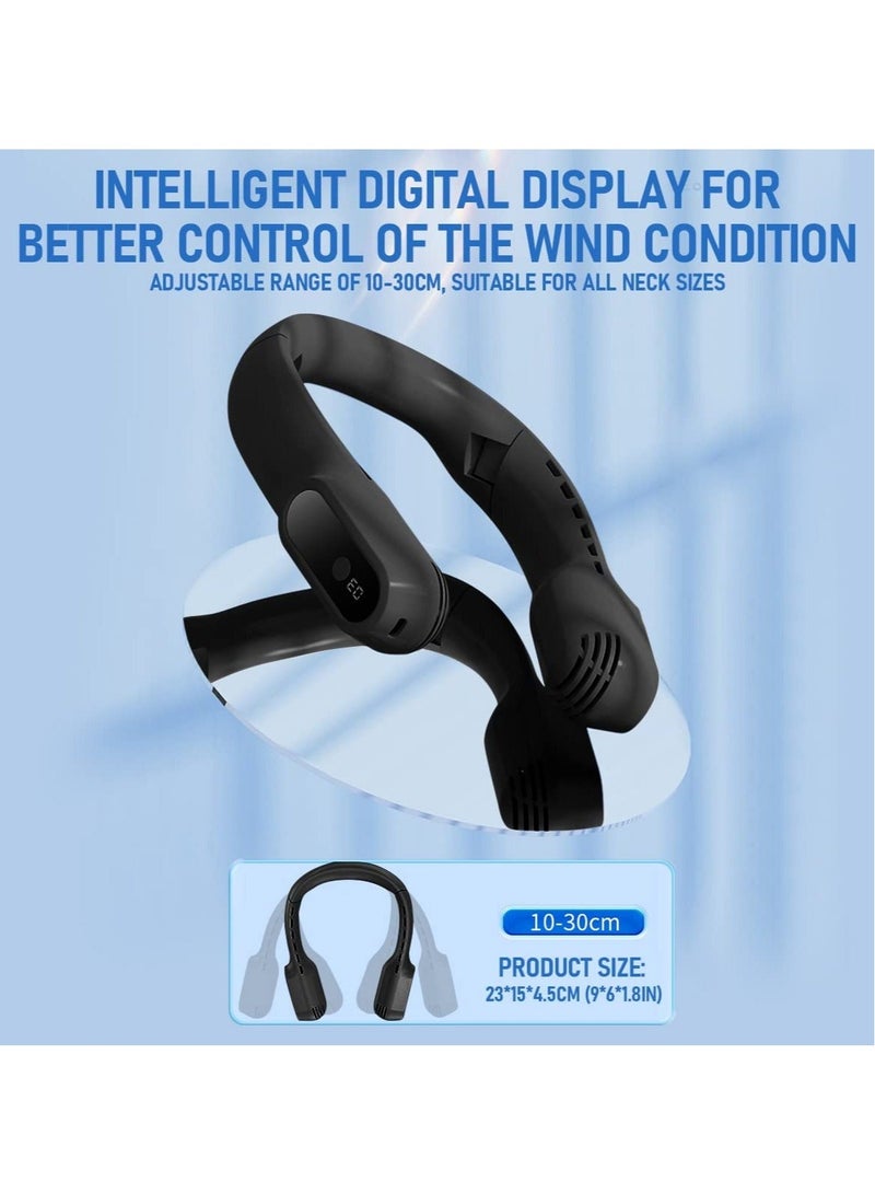 Portable Neck Fan, Foldable Leafless Bladeless Fan, 4000mAh USB Rechargeable 3 Speeds Adjustment 360° Cooling Airflow, Hands-Free Wearable Personal Fan for Travel Outdoor - Image 2