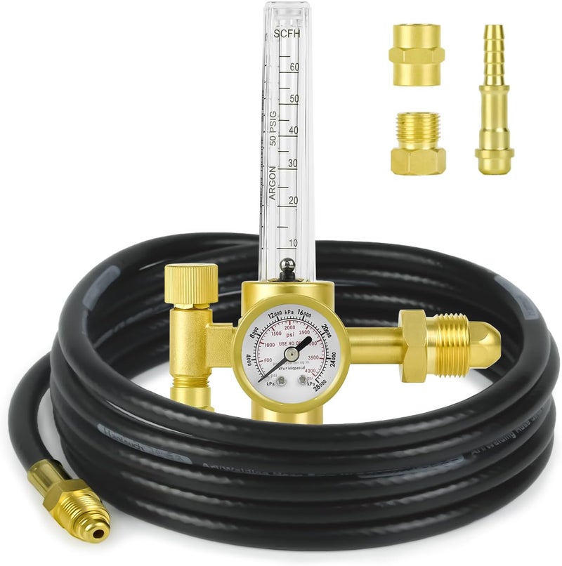 Zistel منظم غاز الأرجون CO2 ومقياس تدفق الأرجون مع خرطوم غاز بطول 10 أقدام لحام MIG TIG - Image 1