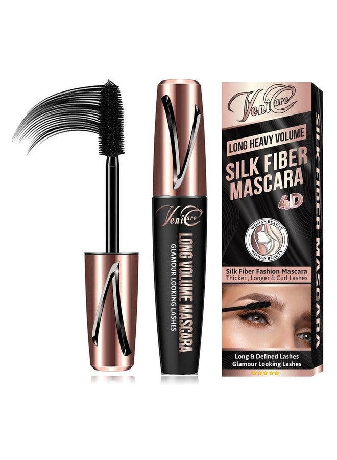 VeniCare 4D Silk Fiber Lash Mascara Lengthening And Thick Volume Long Lasting Smudge Proof All Day Full Long Thick Smudge Proof Eyelashes - Image 2