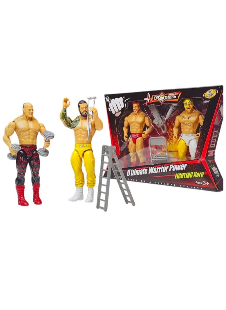 WWE Ultimate Warrior Power Fighting Hero WWE Action Figure Toy Set With Accessories  - Image 1