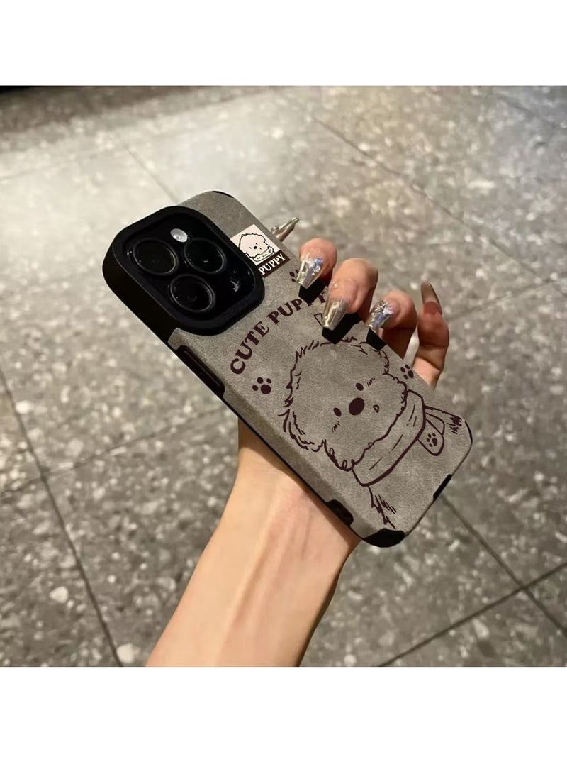 NIBEMINENT Scarf Puppy Protective TPU Case Cover For IPhone 14, Gray