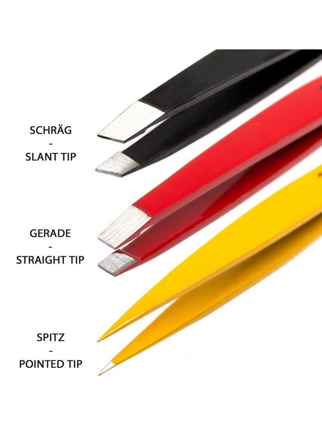 3 Swords Germany Brand Quality Professional Stainless Steel Precision Tweezer Set “Usa”Slantedstraightpointed Eyebrows Hairsynthetic Leather Casemanicure Pedicure By 3 Swords  - Image 2