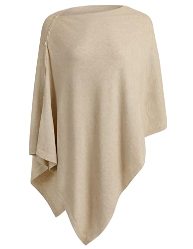 PULI Women's Versatile Knitted Shawls Scarf Poncho Sweater with Buttons Lightweight Spring Summer Fall Wraps barley twist - Image 1