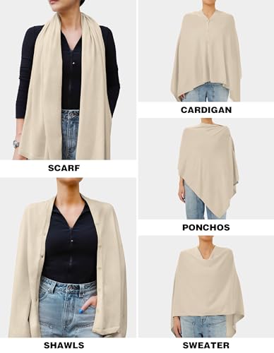 PULI Women's Versatile Knitted Shawls Scarf Poncho Sweater with Buttons Lightweight Spring Summer Fall Wraps barley twist - Image 3