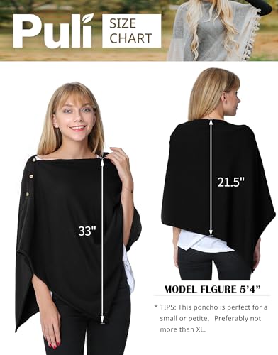 PULI Women's Versatile Knitted Shawls Scarf Poncho Sweater with Buttons Lightweight Spring Summer Fall Wraps barley twist - Image 5