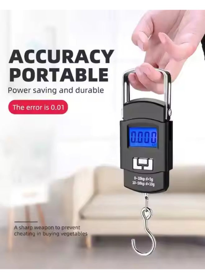 LJ Portable LCD Digital Hanging Luggage Weighing Scale Black - Image 2