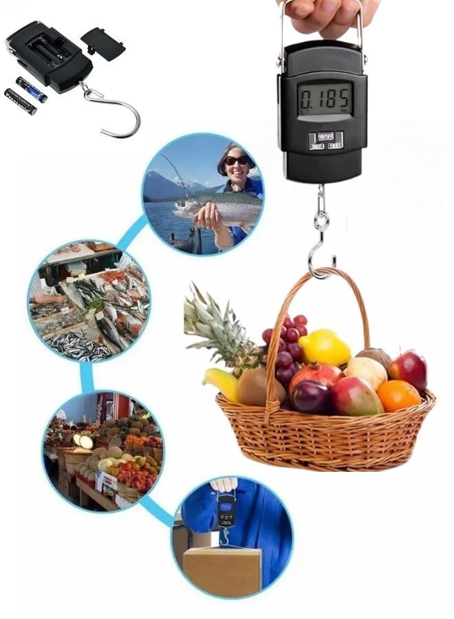 LJ Portable LCD Digital Hanging Luggage Weighing Scale Black - Image 5