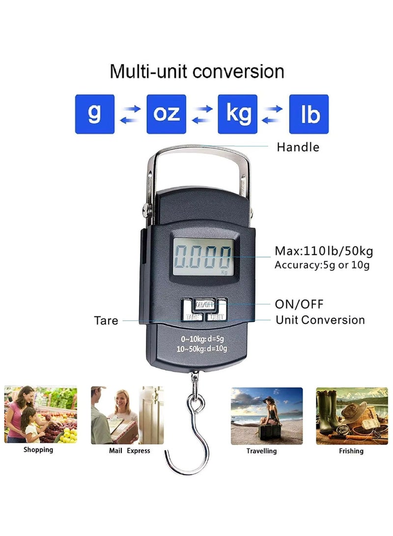 LJ Portable LCD Digital Hanging Luggage Weighing Scale Black - Image 4