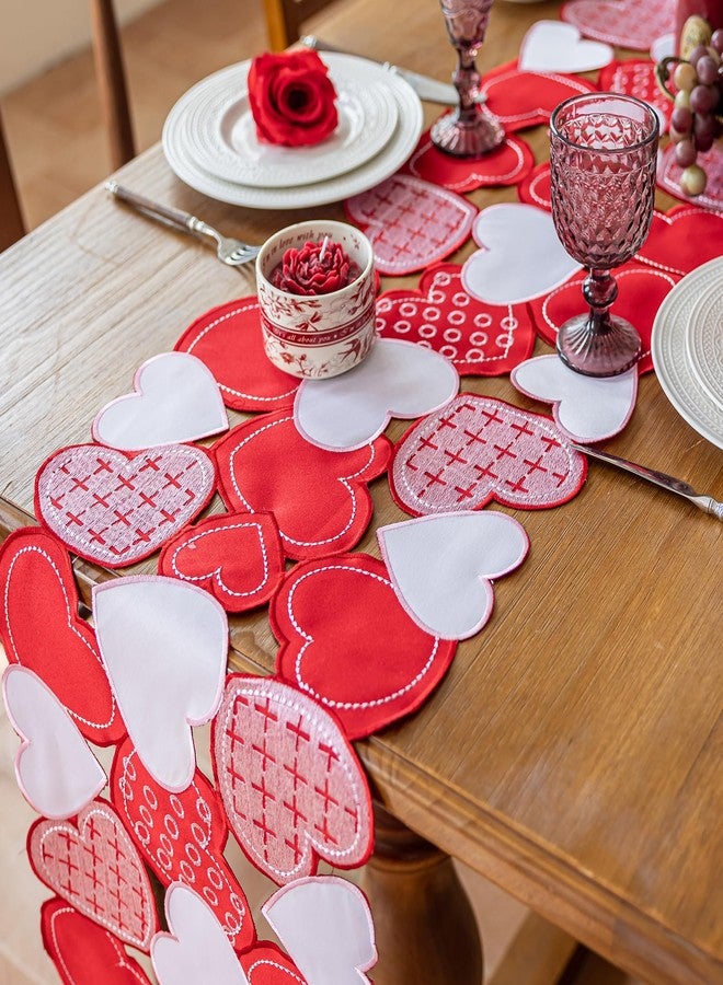 Joyfol Day Valentines Day Table Runner, Embroidered Sweet Red Love Heart Table Runners, for Mother’s Day, Wedding Anniversary, Marriage Proposals, Engagements, Romantic Events Parties Decoration (14 ×59 inch) - Image 3