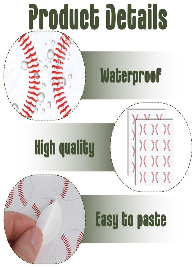 Azefnuhk 120pcs 1.18" Waterproof Baseball Stickers, Self-Adhesive Vinyl Sports Stickers, Suitable for Calendar, Craft, Scrapbook, Theme Party, Ideal for Baseball Lovers, Boys, Girls as Rewards - Image 3
