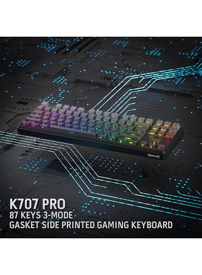 ريدراجون K707 PRO GB 80% لوحة مفاتيح ألعاب RGB، لوحة مفاتيح معدنية لاسلكية TKL 3 أوضاع، تبديل ساخن لأسفل LEDs، مفاتيح PBT بتدرج الألوان و5 طبقات من تقليل الضوضاء للمفاتيح الخطية - Image 3