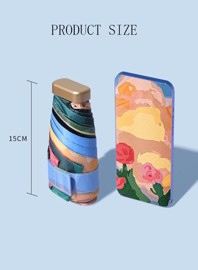 MIXDE Pocket Umbrella Travel Umbrella Windproof Sun Rain Mini Ultra-Light 5 Fold Umbrella Anti-Uv Folding Sunshade Dual-Use Sunny Umbrella Sunscreen Pocket Umbrella Sun Umbrella Female  - Image 4
