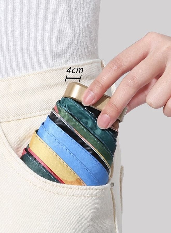 MIXDE Pocket Umbrella Travel Umbrella Windproof Sun Rain Mini Ultra-Light 5 Fold Umbrella Anti-Uv Folding Sunshade Dual-Use Sunny Umbrella Sunscreen Pocket Umbrella Sun Umbrella Female  - Image 2