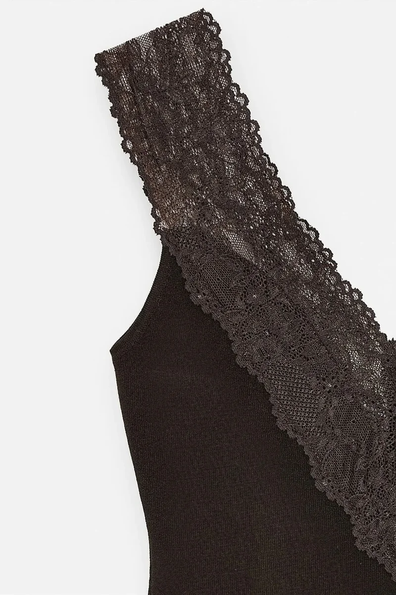 Dilvin Coffee Brown DILVIN Fitted Sleeveless Lace Blouse for Women | Best Price UAE