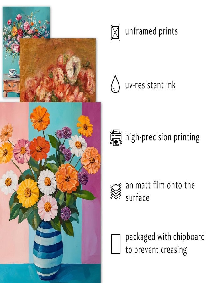 ANERZA 16 PCS Eclectic Wall Art Decor, Mid Century Modern Maximalist Home Gallery Wall Collage Kit Prints for Bedroom Bathroom, Colorful Flower Posters for Living Room Aesthetic, Funky Floral Artwork - Image 3