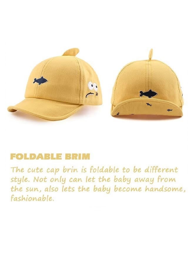 Unewshi Kid Peaked Cap,Kids Infants Sun Hat,Cute Fish Cartoon Caps Spring Summer Hat,Baseball Caps For Little Boys Girls Toddler,Soft Cotton Baby Sun Hat For School Outdoor Picnics Parks Camping,Yellow - Image 3