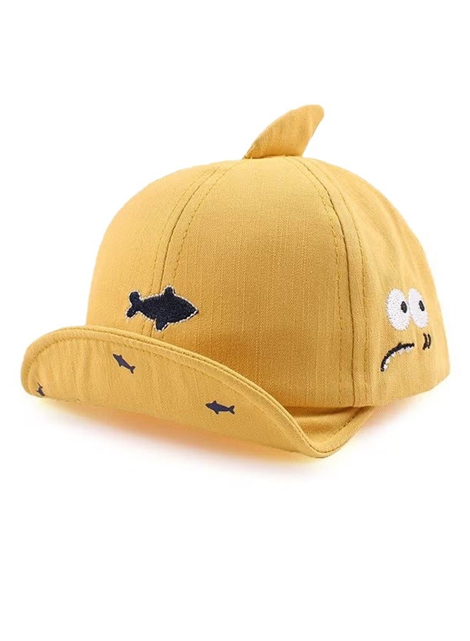 Unewshi Kid Peaked Cap,Kids Infants Sun Hat,Cute Fish Cartoon Caps Spring Summer Hat,Baseball Caps For Little Boys Girls Toddler,Soft Cotton Baby Sun Hat For School Outdoor Picnics Parks Camping,Yellow - Image 2