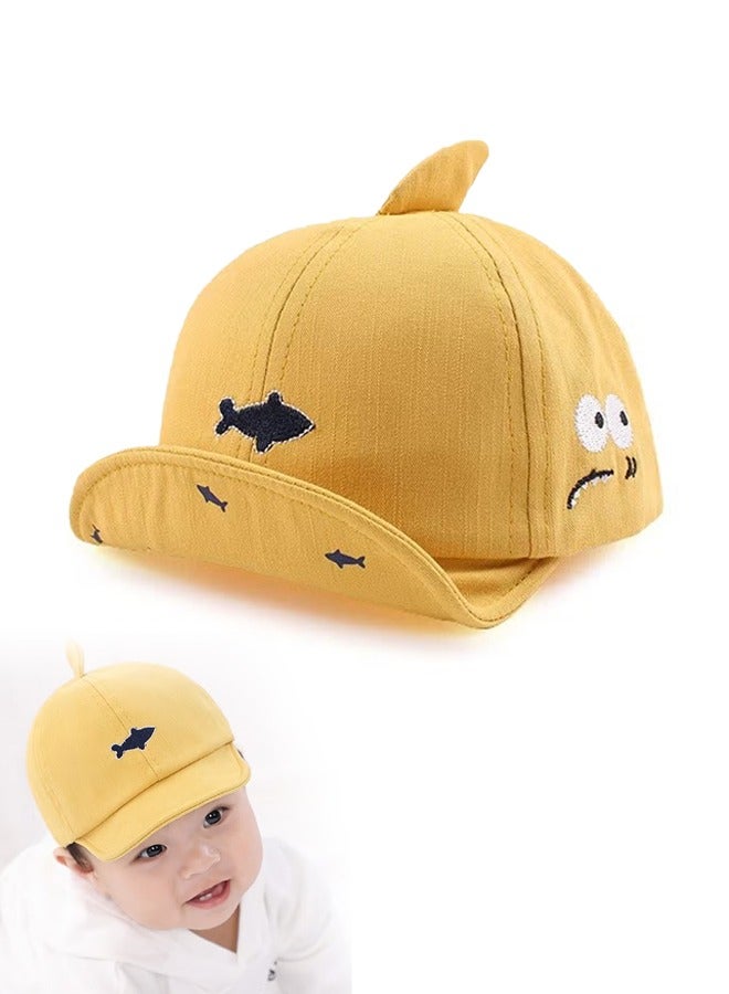 Unewshi Kid Peaked Cap,Kids Infants Sun Hat,Cute Fish Cartoon Caps Spring Summer Hat,Baseball Caps For Little Boys Girls Toddler,Soft Cotton Baby Sun Hat For School Outdoor Picnics Parks Camping,Yellow - Image 1
