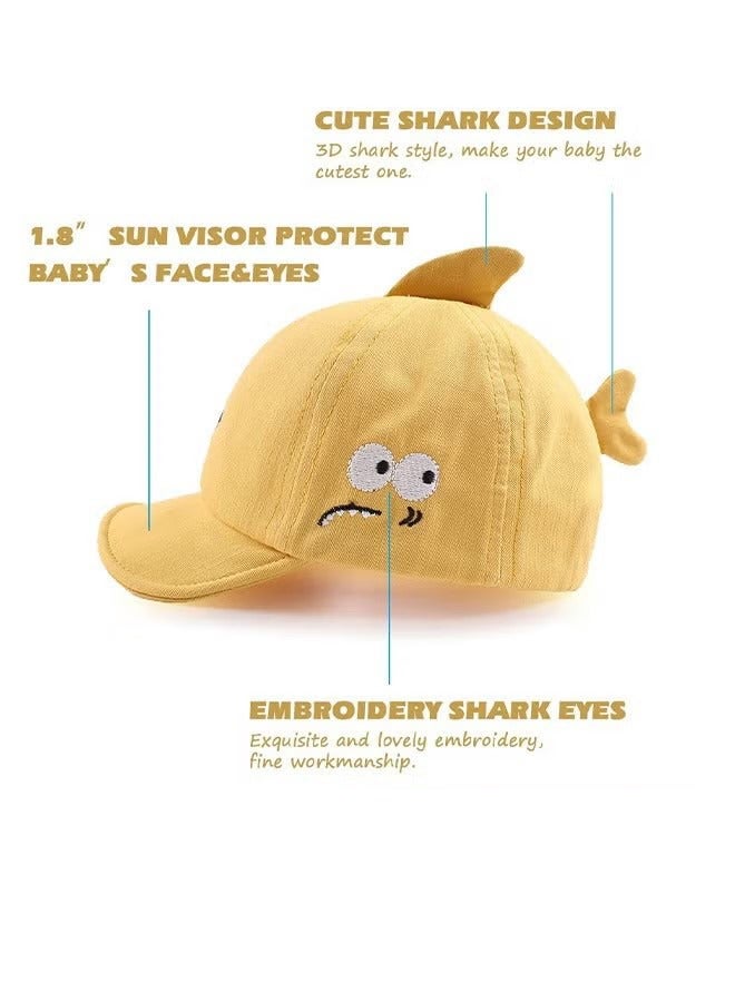 Unewshi Kid Peaked Cap,Kids Infants Sun Hat,Cute Fish Cartoon Caps Spring Summer Hat,Baseball Caps For Little Boys Girls Toddler,Soft Cotton Baby Sun Hat For School Outdoor Picnics Parks Camping,Yellow - Image 4