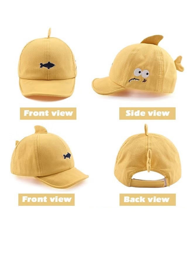 Unewshi Kid Peaked Cap,Kids Infants Sun Hat,Cute Fish Cartoon Caps Spring Summer Hat,Baseball Caps For Little Boys Girls Toddler,Soft Cotton Baby Sun Hat For School Outdoor Picnics Parks Camping,Yellow - Image 5