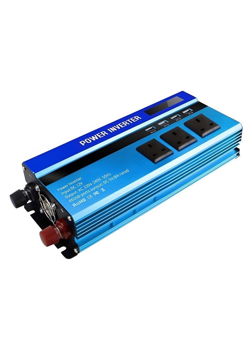 كادي ون محول طاقة للسيارة بقدرة 1000 واط، عاكس كهربائي بتيار مستمر 12 فولت الى تيار متردد 220 فولت 240 فولت، مزود ب3 منافذ كهرباء و 4 منافذ USB و مروحة تبريد مثالي للرحلات و التخييم