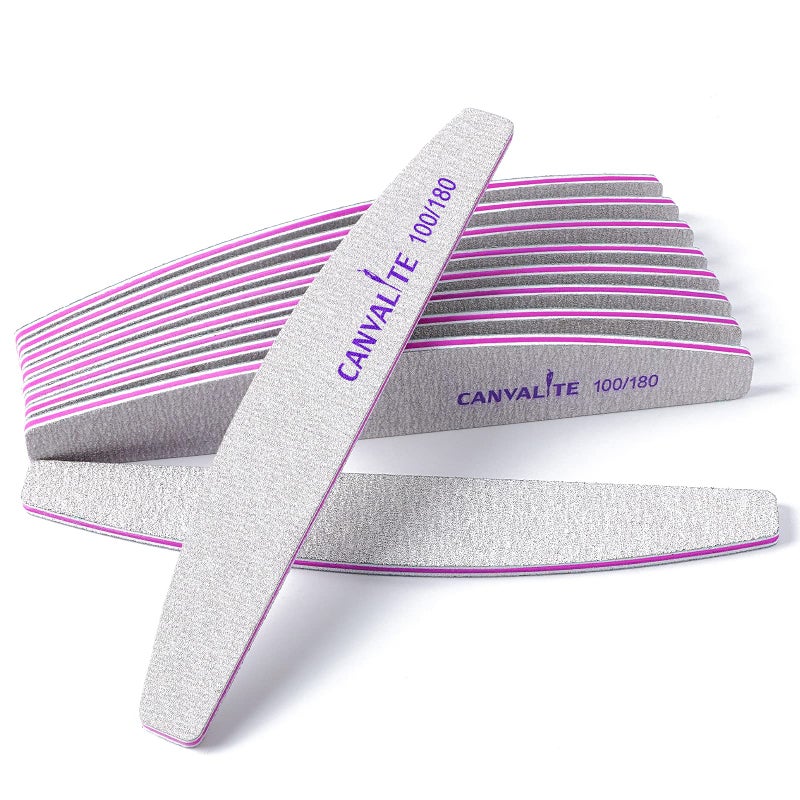 Canvalite 10 PCS Nail File Professional Nail Files Reusable Double Sided Emery Board(100/180 Grit) Nail Styling Tools for Home and Salon Use Christmas Gifts for Women - Image 1