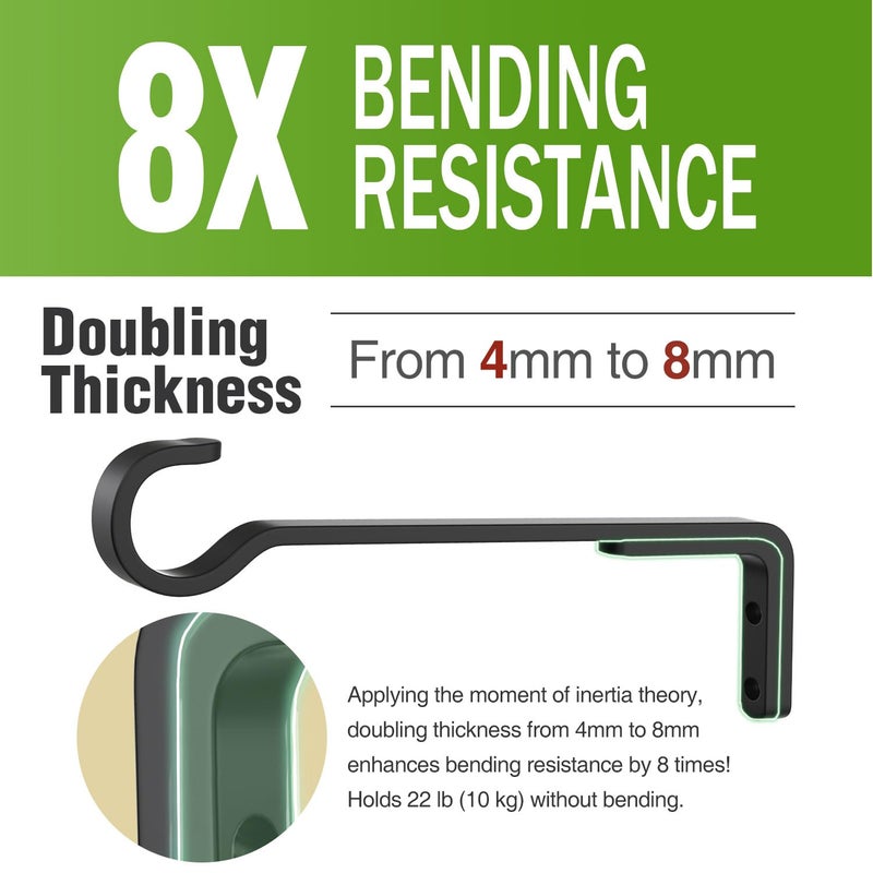 Saffruff 8 Inch 2 Pack Black Heavy Duty Outdoor Plant Hangers, Iron Hanging Plant Brackets for Hanging Plants Outside, Metal Plant Hooks Plant Wall Hooks for Hanging Lantern, Bird Feeder - Image 2