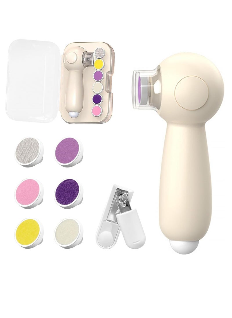 Necomi Baby Nail Trimmer, Electric Nail File with Hidden Baby Nail Clippers Inside, Safe and Silent Baby Nail File Rechargeable, Nail Kit Set for Baby Nail Care with 6 Buffer Pads, Storage Case and Light  - Image 1