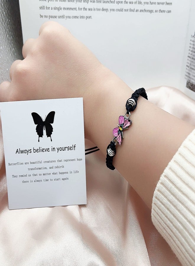 ZMANYIJEW Aways Believe in Yourself Butterfly Bracelet--Adjustable String Butterfly Bracelets "Always Believe in Yourself" for Women, Gift for Friends Butterfly Bracelet, no gemstone - Image 2