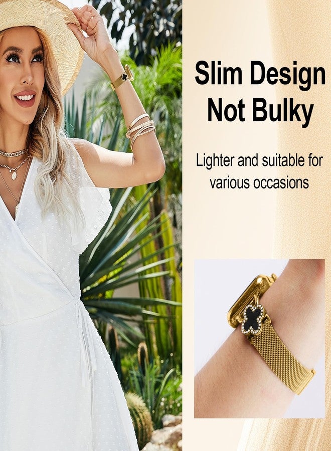 Joyozy Slim Metal Band Compatible with Apple Watch Band 38mm 40mm 41mm 42mm 44mm 45mm 49mm Skinny Magnetic Strap with Bling Charms, Cute Stainless Steel Band, Dressy Thin iWatch Bracelet for Women - Image 3