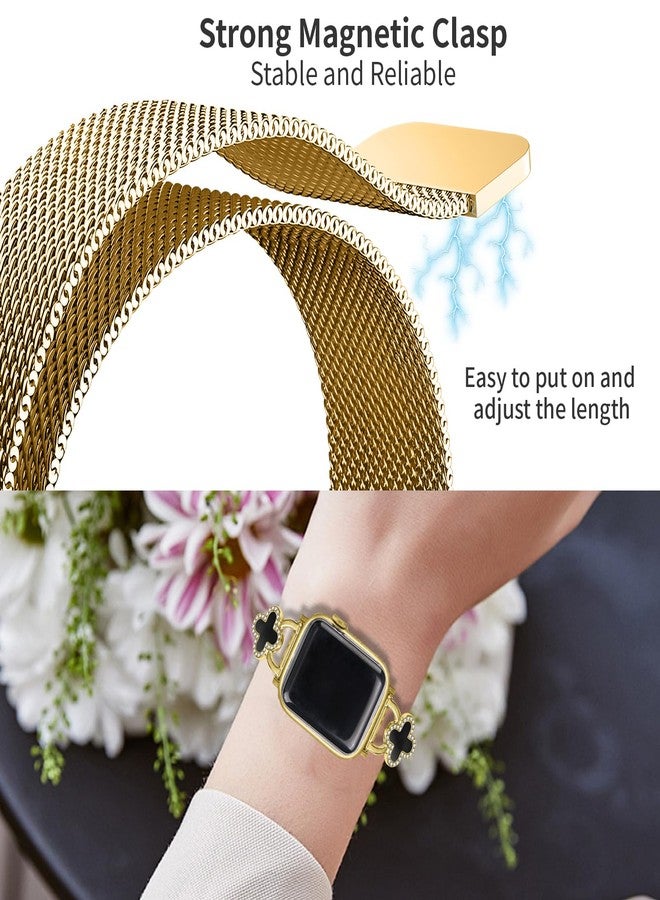 Joyozy Slim Metal Band Compatible with Apple Watch Band 38mm 40mm 41mm 42mm 44mm 45mm 49mm Skinny Magnetic Strap with Bling Charms, Cute Stainless Steel Band, Dressy Thin iWatch Bracelet for Women - Image 4