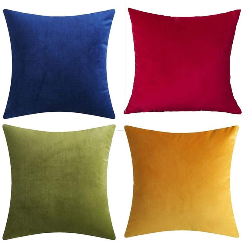 Andreannie Pack of 4 Gold Velvet Cozy Decorative Throw Pillow Covers 18x18 Soft Cushion Case for Couch Sofa Bed Mixed 4 Pcs 18 x 18 Pack of 4