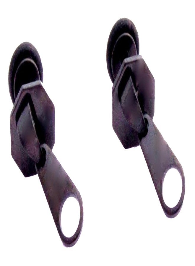 Zivom® 316L Surgical Stainless Steel Men's Boys Ear Stud Pair Earring Black Zip Gift - Image 1