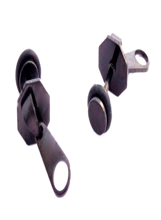 Zivom® 316L Surgical Stainless Steel Men's Boys Ear Stud Pair Earring Black Zip Gift - Image 2