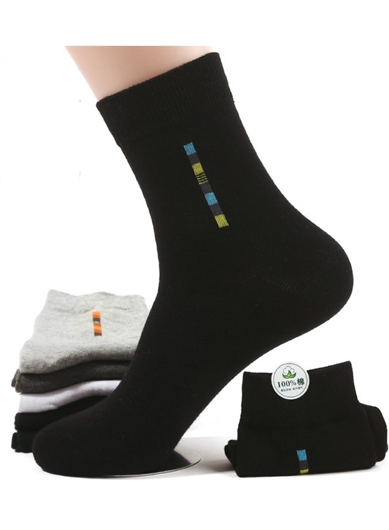 infino Men's 100% Cotton Mid-Cut Socks: Mid-Cut Socks, Dress Socks, Moisture Wicking, All Season,  100% Cotton, Sweat Wicking and Odor Resistant,  Business Casual (5 Pairs, Black)  - Image 2