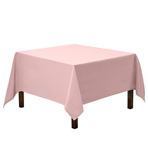 Gee Di Moda Square Tablecloth - 52 x 52 Inch Pink Table Cloth for Small Square or Round Tables - Heavy Duty Washable Fabric - for Buffet Table, Holiday Party, Dinner, Wedding & Baby Shower - Image 1