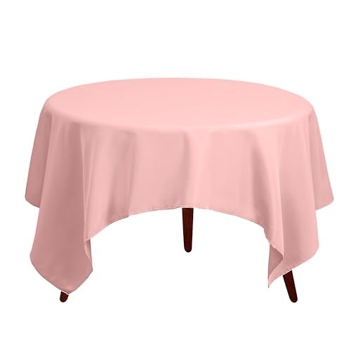 Gee Di Moda Square Tablecloth - 52 x 52 Inch Pink Table Cloth for Small Square or Round Tables - Heavy Duty Washable Fabric - for Buffet Table, Holiday Party, Dinner, Wedding & Baby Shower - Image 2