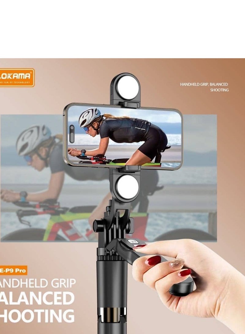 PLOKAMA 360° Rotating Phone Stabilizer Tripod Portable Multifunctional Photography Stand with Wireless Remote Control Phone Holder LED Beauty Light Suitable for All Cell Phones - Image 4